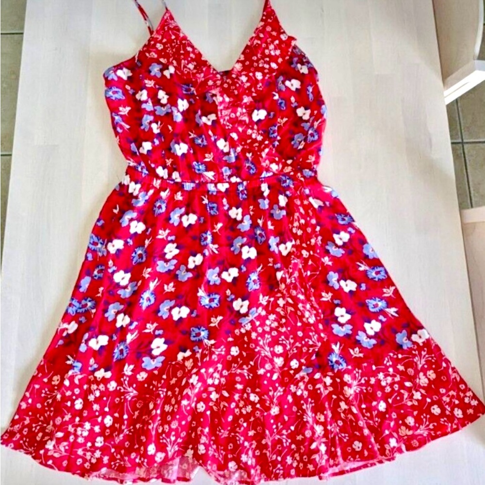 Express Women's Red and Blue Dress